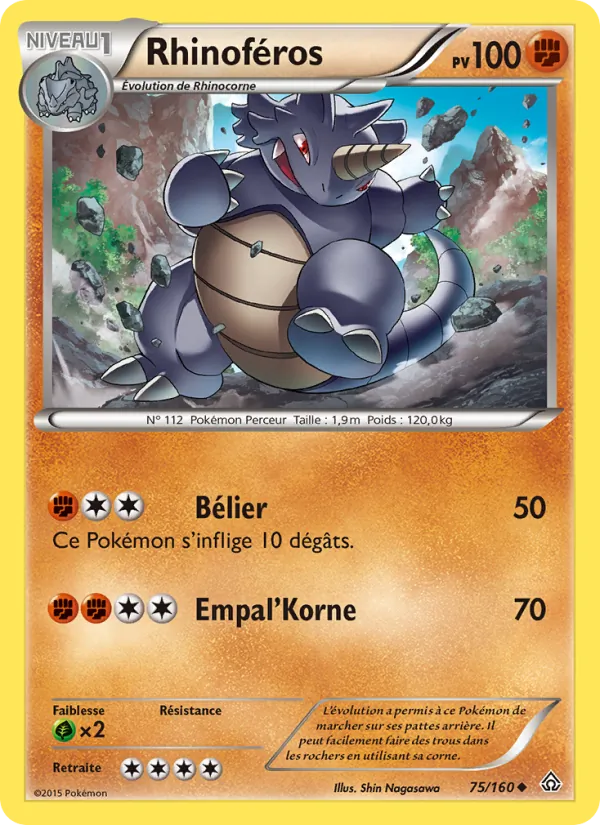 Carte Pokémon Rhinoféros de l'extension Primo-Choc