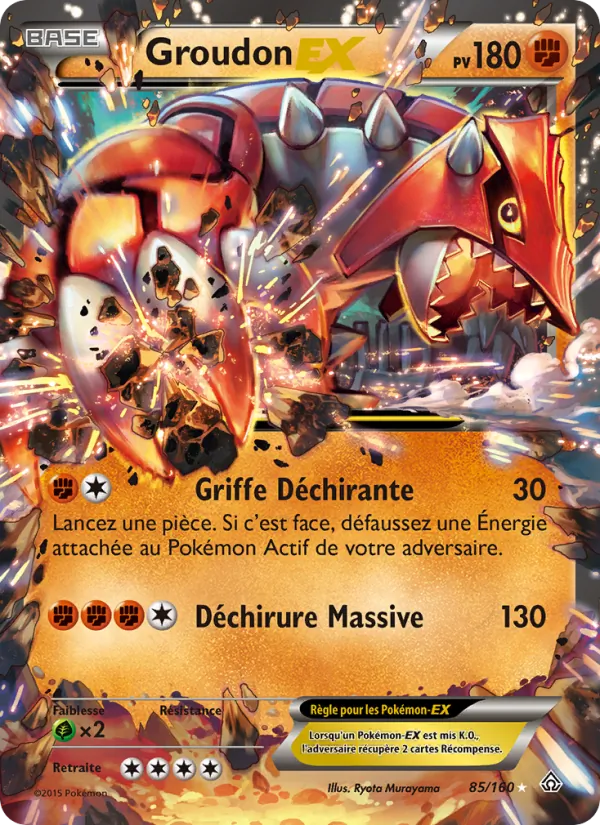 Carte Pokémon Groudon EX de l'extension Primo-Choc