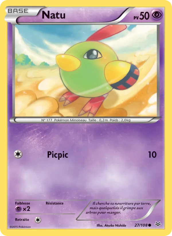 Carte Pokémon Natu de l'extension Ciel Rugissant