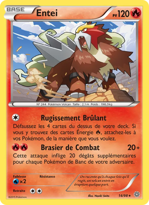 Carte Pokémon Entei de l'extension Origines Antiques