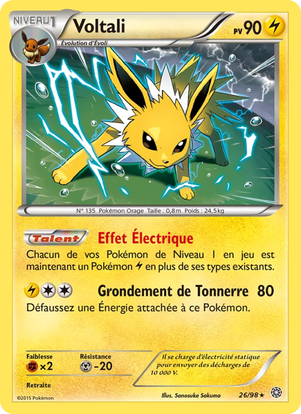 Carte Pokémon Voltali de l'extension Origines Antiques