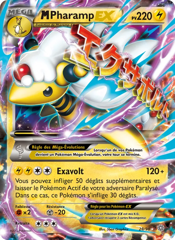 Carte Pokémon M-Pharamp EX de l'extension Origines Antiques