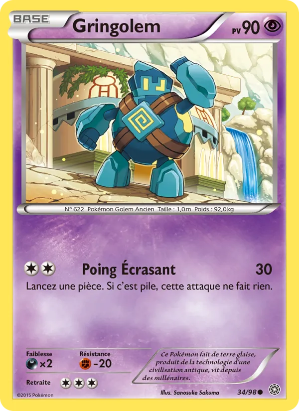 Carte Pokémon Gringolem de l'extension Origines Antiques