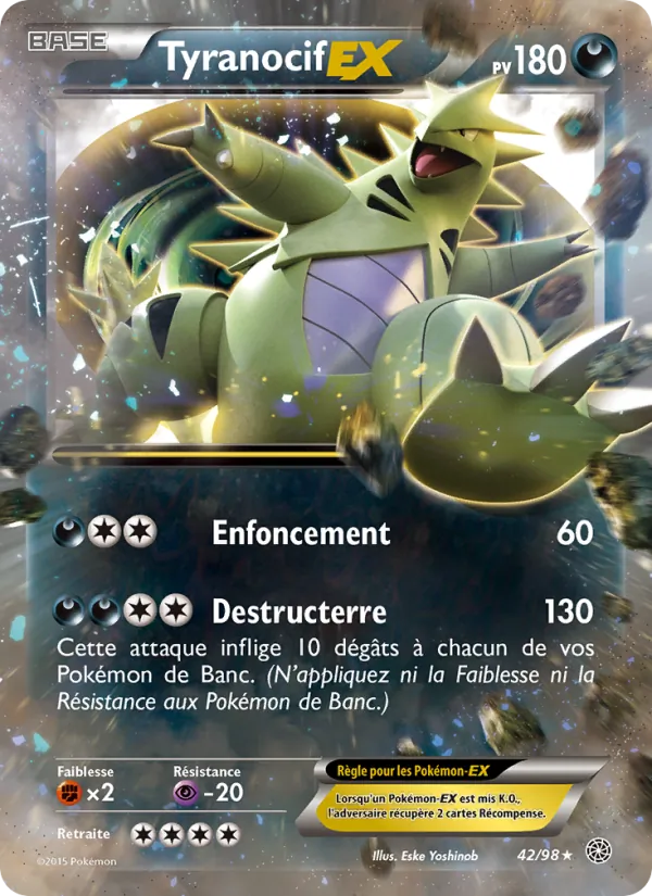 Carte Pokémon Tyranocif EX de l'extension Origines Antiques
