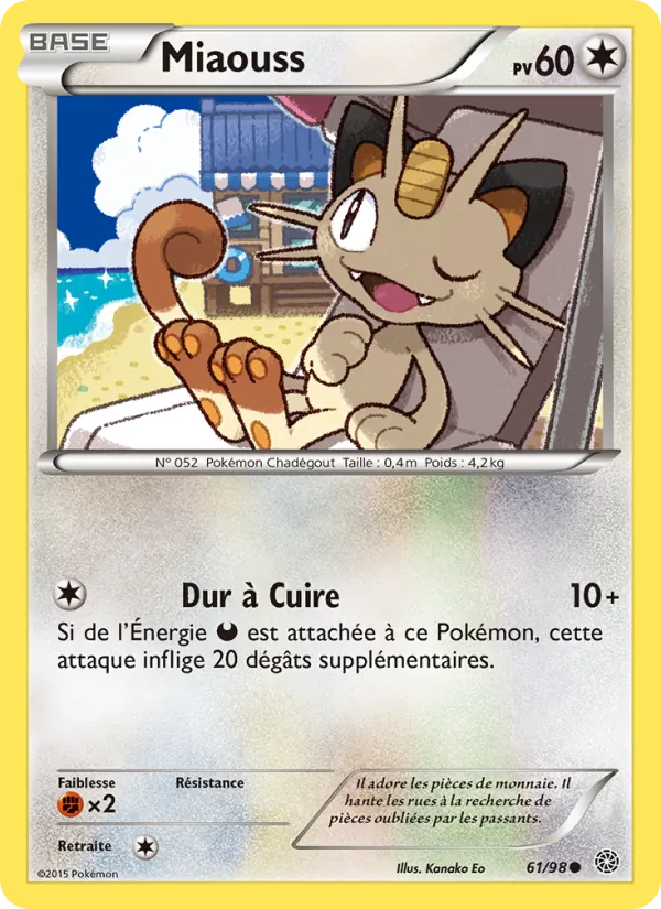 Carte Pokémon Miaouss de l'extension Origines Antiques