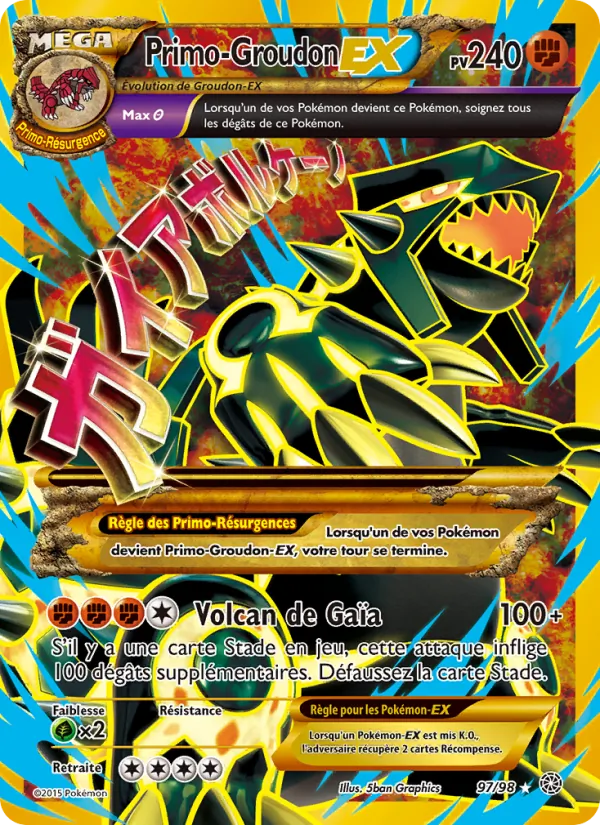 Carte Pokémon Primo-Groudon EX de l'extension Origines Antiques