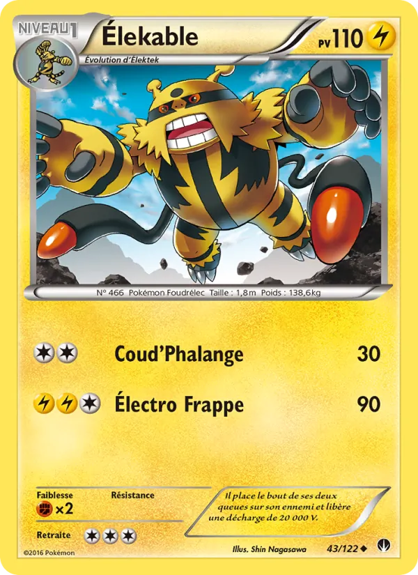 Carte Pokémon Élekable de l'extension Rupture Turbo