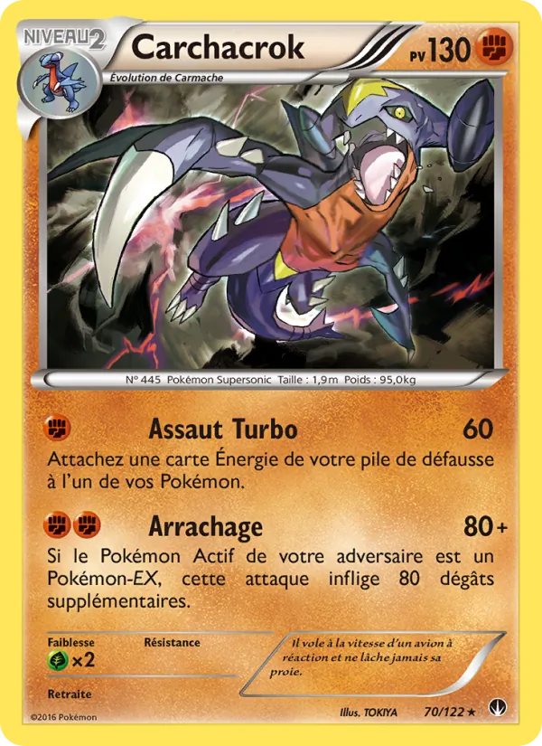 Carte Pokémon Carchacrok de l'extension Rupture Turbo