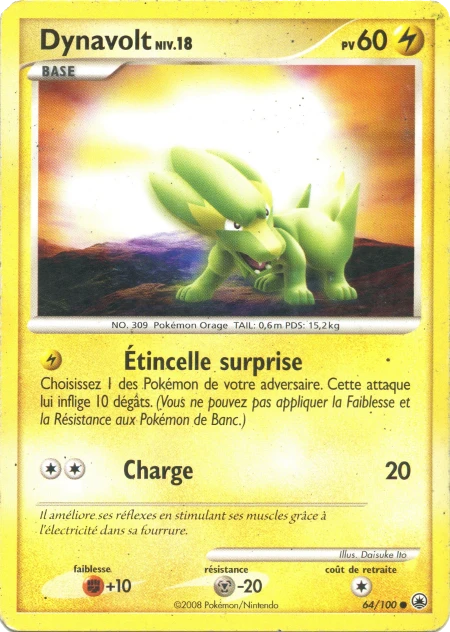 Carte Pokémon Dynavolt de l'extension Aube Majestueuse