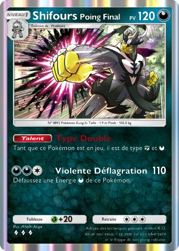 Carte Pokémon Shifours Poing Final de l'extension Aura Palpitante