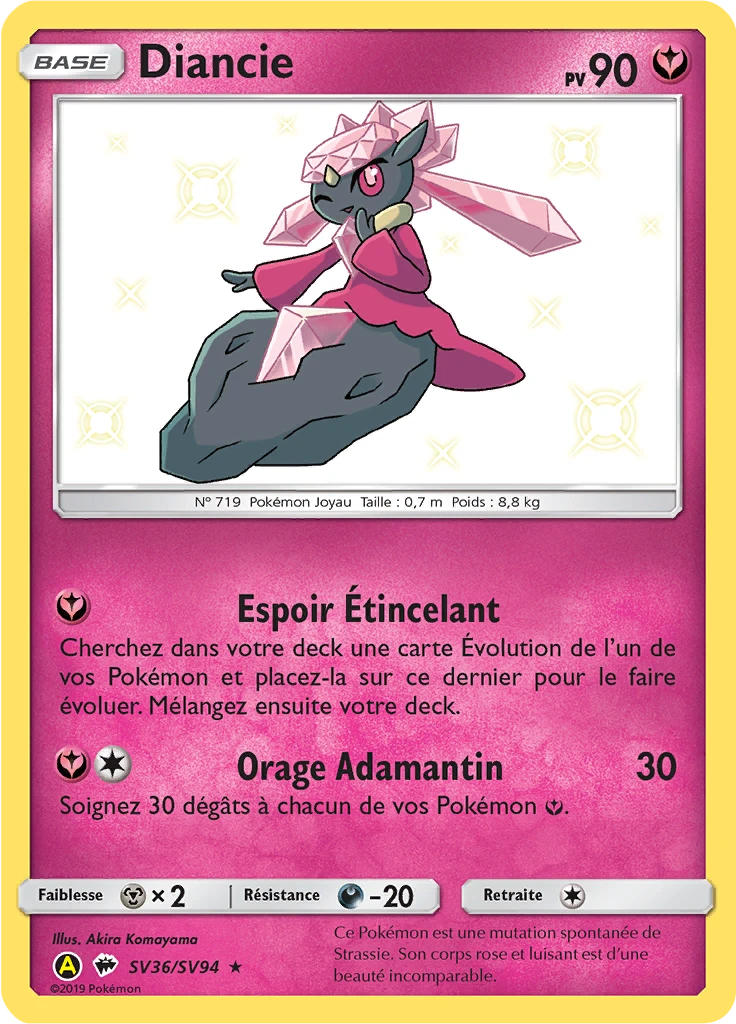 Carte Pokémon Diancie de l'extension Destinées Occultes
