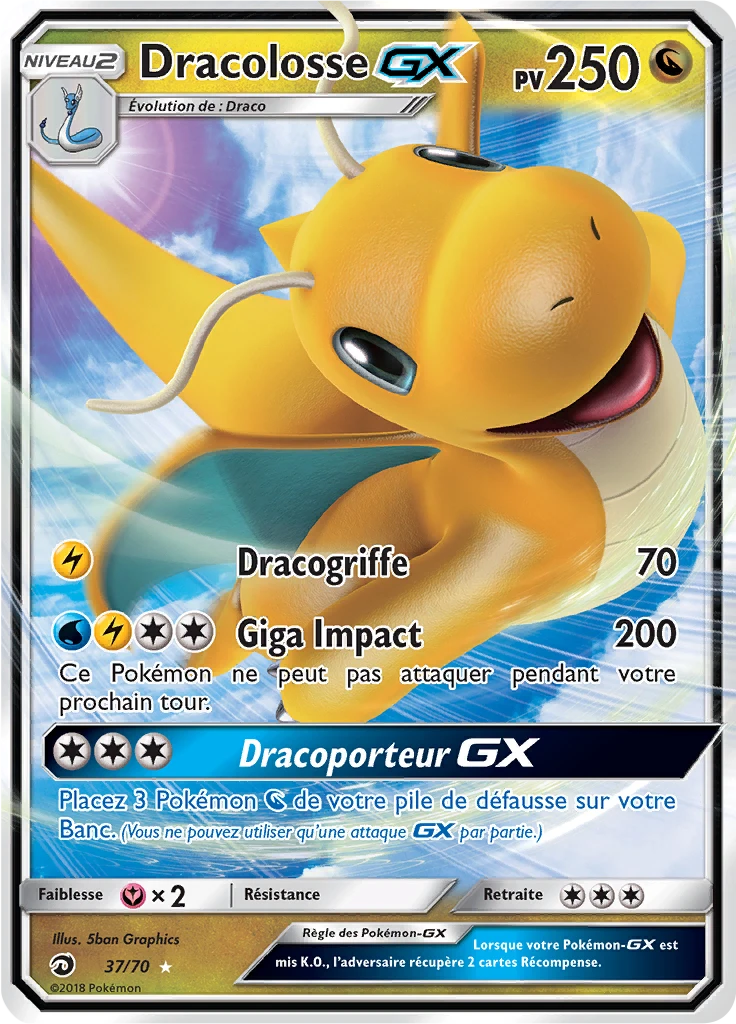 Carte Pokémon Dracolosse GX de l'extension Majesté Des Dragons