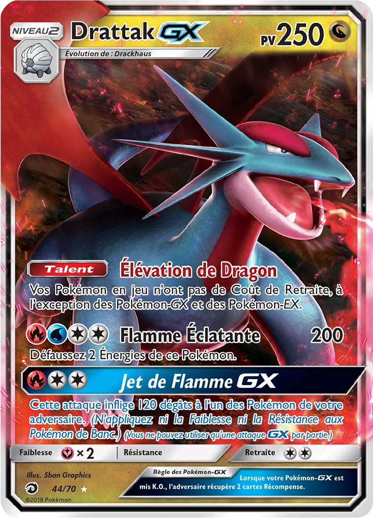 Carte Pokémon Drattak GX de l'extension Majesté Des Dragons