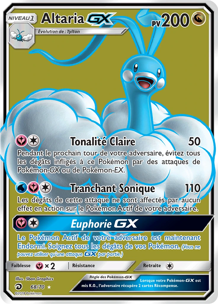 Carte Pokémon Altaria GX de l'extension Majesté Des Dragons