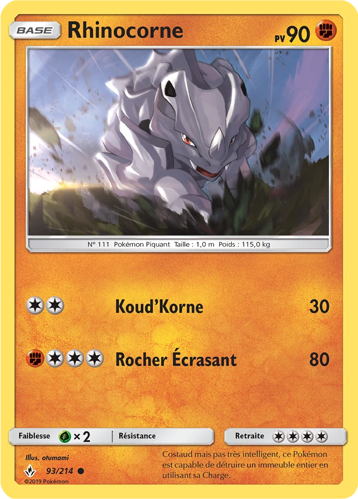 Carte Pokémon Rhinocorne de l'extension Alliance Infaillible