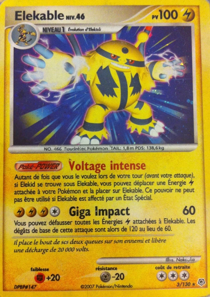 Carte Pokémon Élekable de l'extension Diamant & Perle