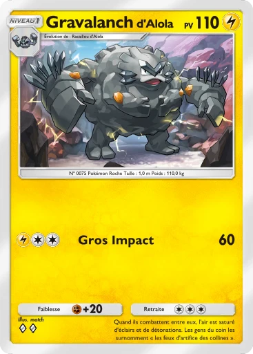 Carte Pokémon Gravalanch d'Alola de l'extension Gardiens Astraux