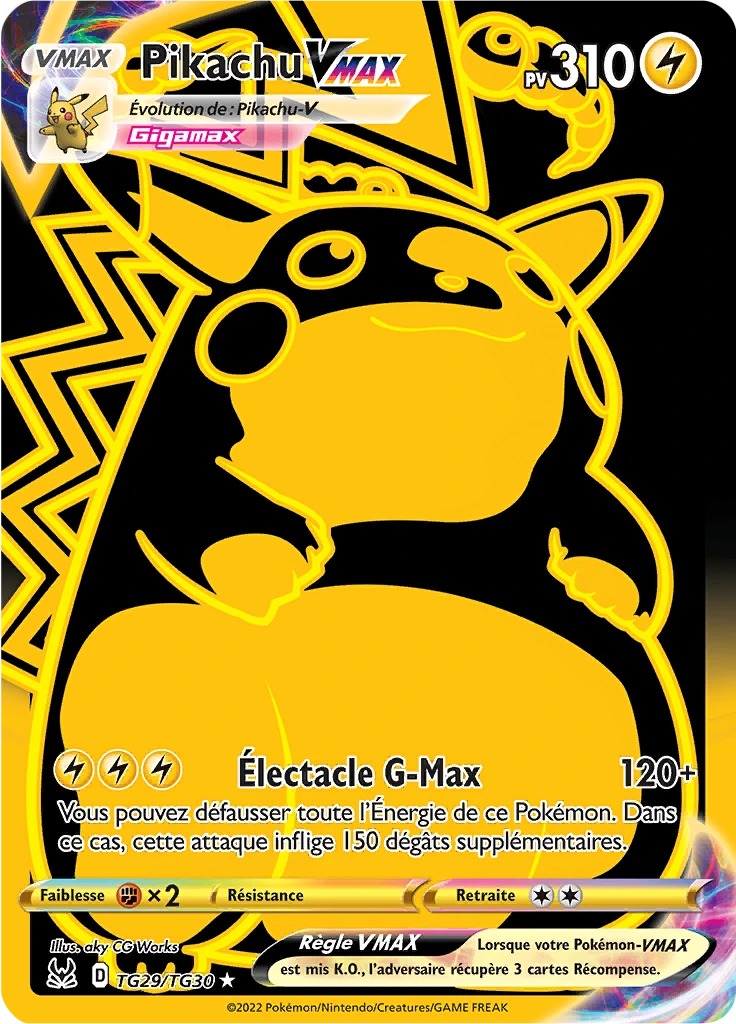Carte Pokémon Pikachu VMAX de l'extension Origine Perdue