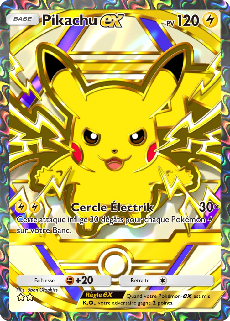 Carte Pokémon Pikachu-ex de l'extension Booster de Luxe ex