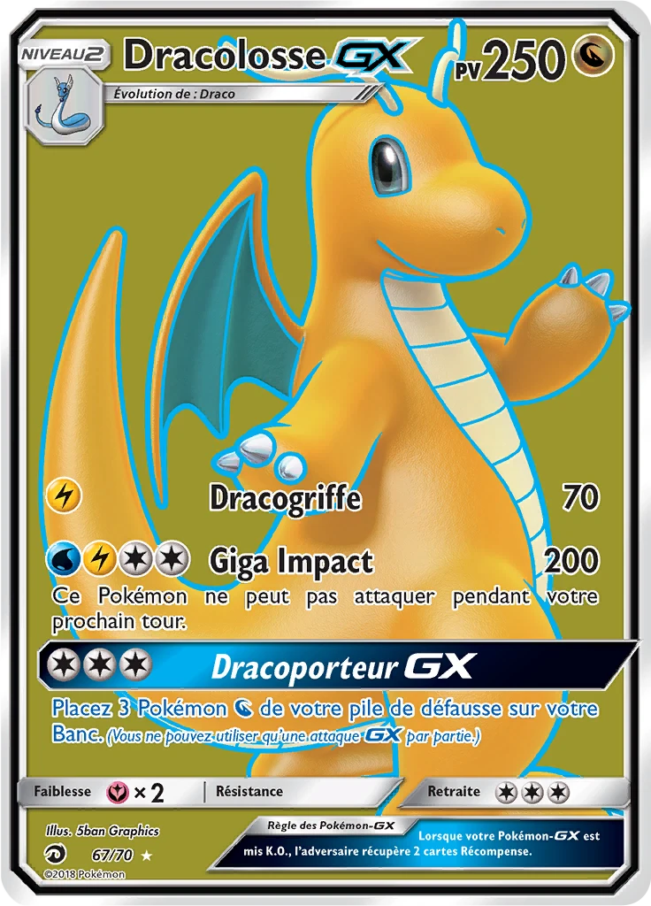 Carte Pokémon Dracolosse GX de l'extension Majesté Des Dragons