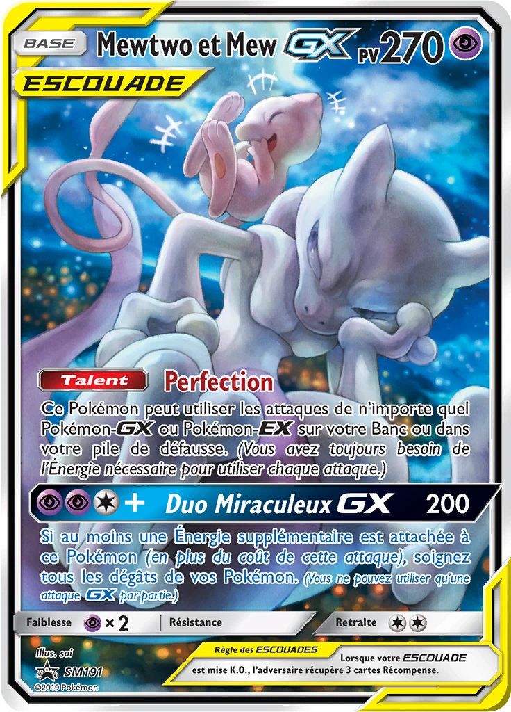 Carte Pokémon Mewtwo et Mew GX de l'extension Promo SM