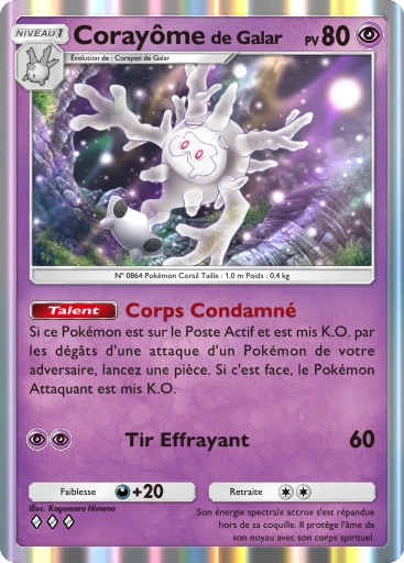 Carte Pokémon Corayôme de Galar de l'extension Source Secrète