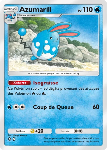 Carte Pokémon Azumarill de l'extension Sagesse entre Ciel et Mer