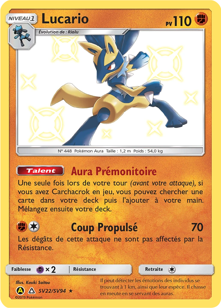 Carte Pokémon Lucario de l'extension Destinées Occultes