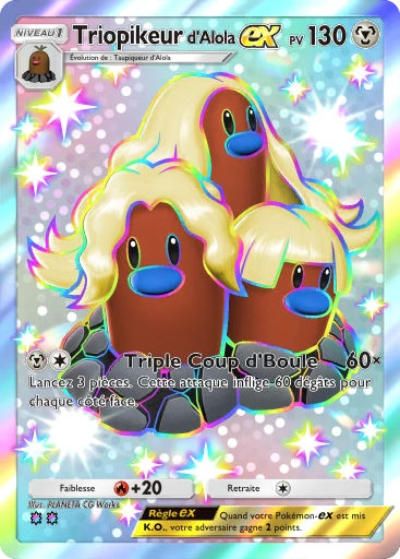 Carte Pokémon Triopikeur d'Alola-ex de l'extension Méga-Ascension