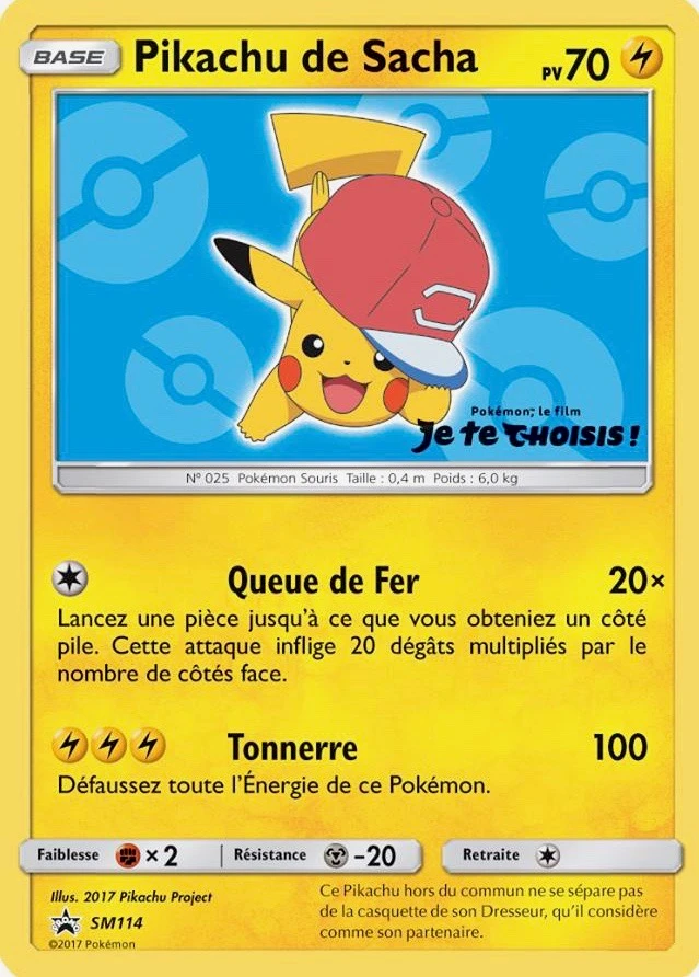 Carte Pokémon Pikachu de Sacha de l'extension Promo SM