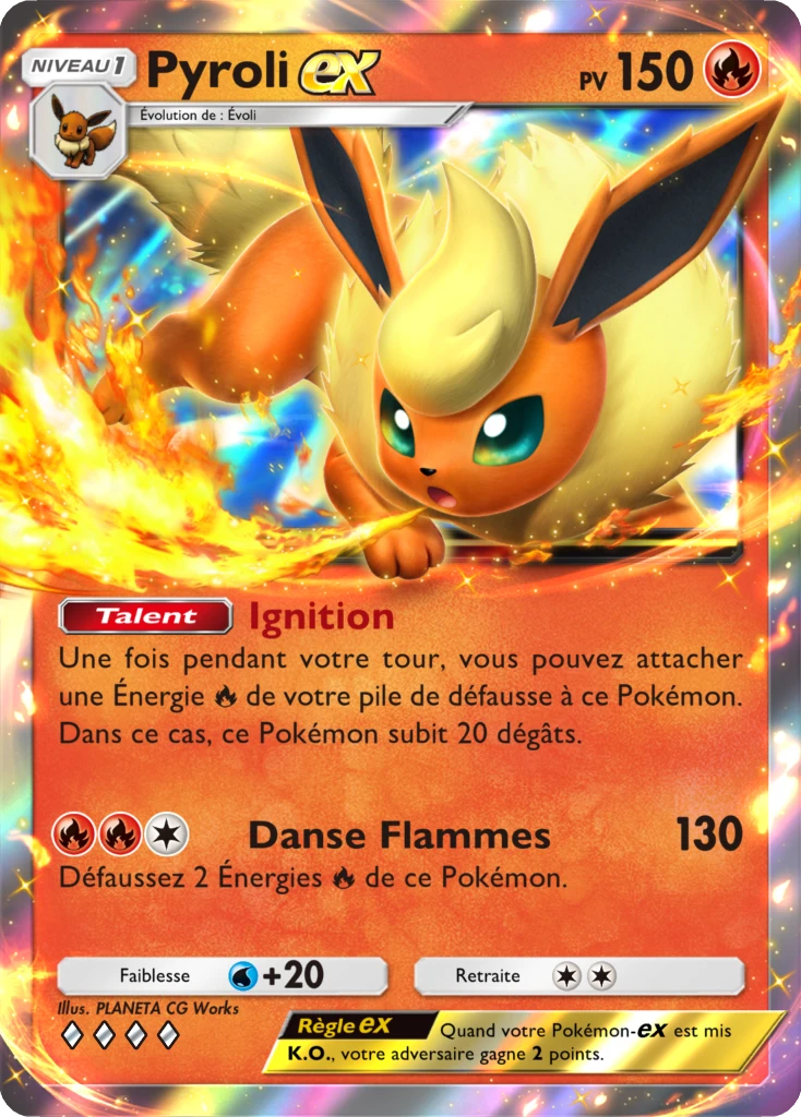 Carte Pokémon Pyroli-ex de l'extension La Clairière d'Évoli
