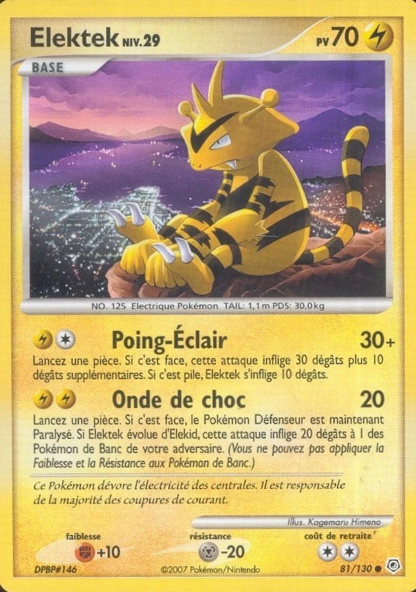 Carte Pokémon Elektek de l'extension Diamant & Perle