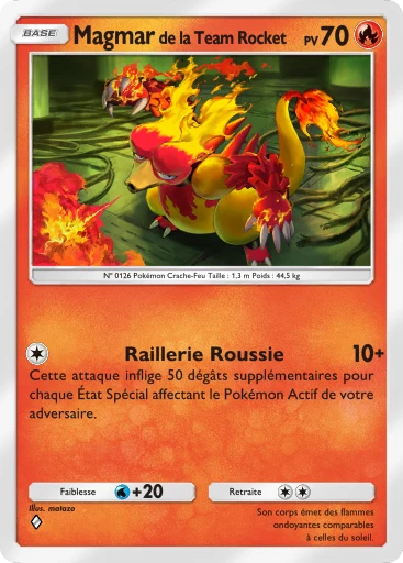Carte Pokémon Magmar de la Team Rocket de l'extension L'Ambition de la Team Rocket