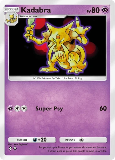 Carte Pokémon Kadabra de l'extension Puissance Génétique