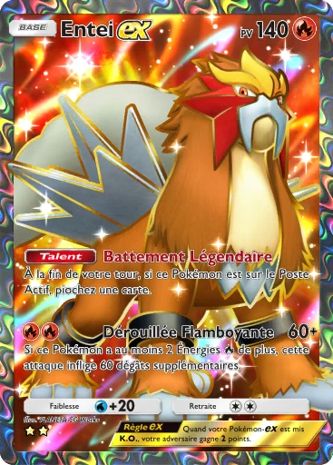 Carte Pokémon Entei-ex de l'extension Source Secrète