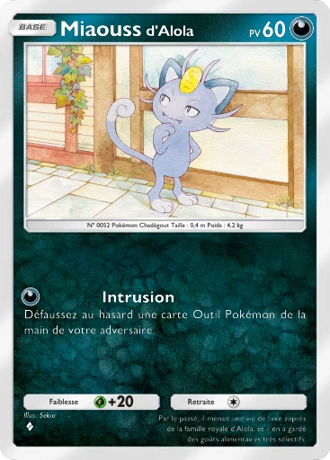 Carte Pokémon Miaouss d'Alola de l'extension Crise Interdimensionnelle
