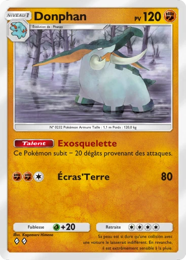 Carte Pokémon Donphan de l'extension Source Secrète