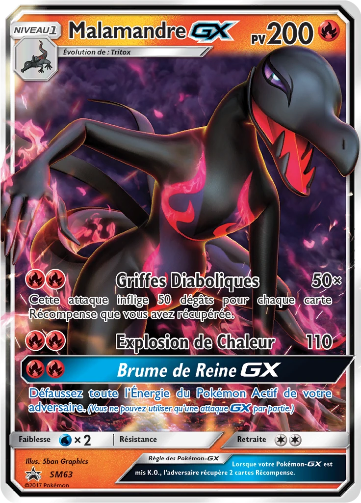 Carte Pokémon Malamandre GX de l'extension Promo SM