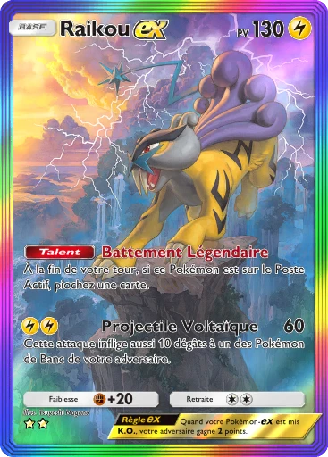 Carte Pokémon Raikou-ex de l'extension Source Secrète