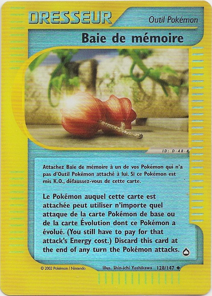 Carte Pokémon Baie de mémoire de l'extension Aquapolis