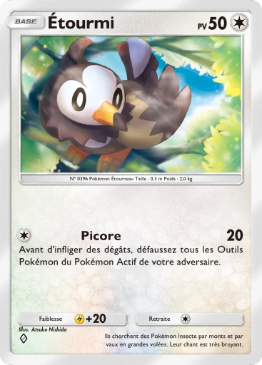 Carte Pokémon Étourmi de l'extension Choc Spatio-Temporel
