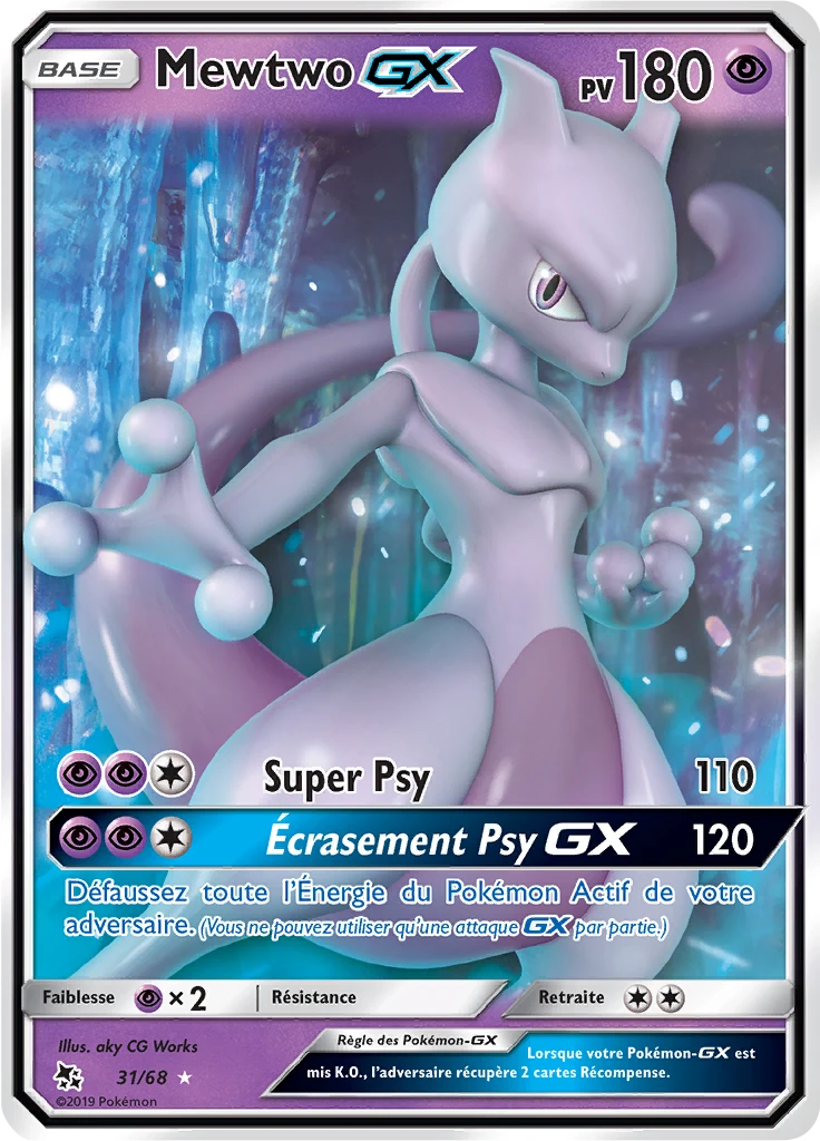 Carte Pokémon Mewtwo-GX de l'extension Destinées Occultes