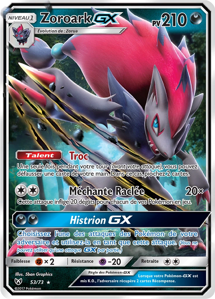 Carte Pokémon Zoroark GX de l'extension Légendes Brillantes