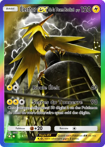 Carte Pokémon Électhor-ex de la Team Rocket de l'extension L'Ambition de la Team Rocket