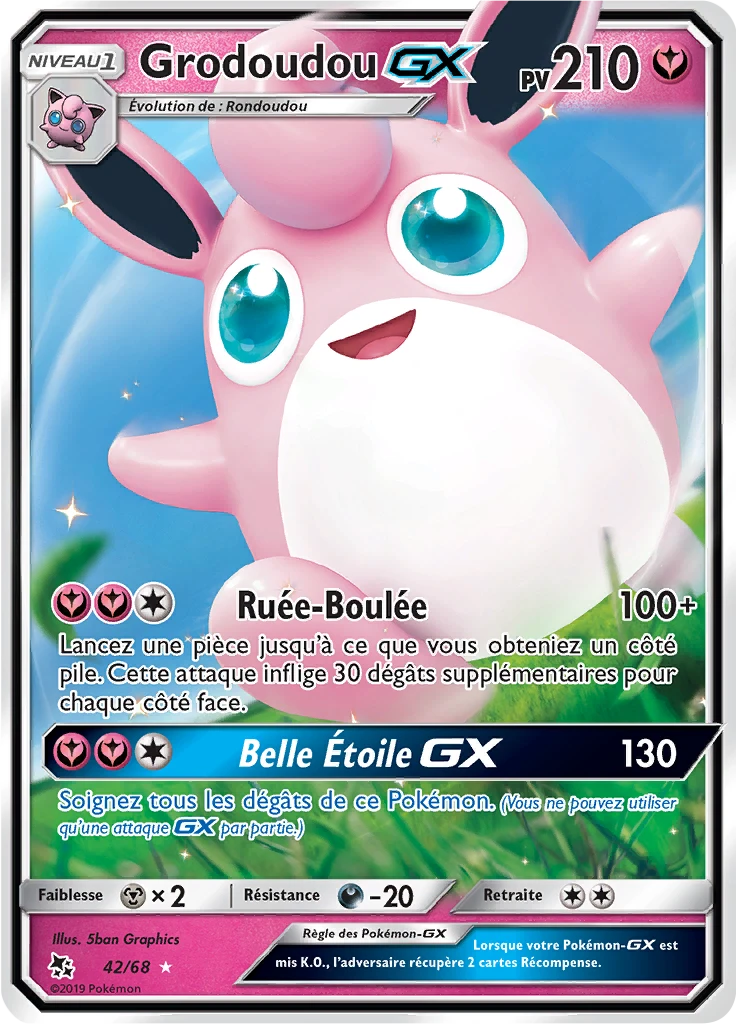 Carte Pokémon Grodoudou-GX de l'extension Destinées Occultes