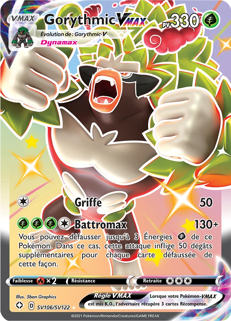 Carte Pokémon Gorythmic VMAX de l'extension Destinées Radieuses