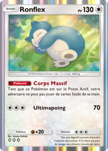 Carte Pokémon Ronflex de l'extension Jours Heureux