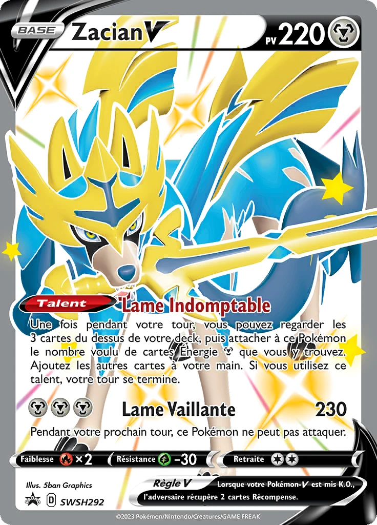 Carte Pokémon Zacian V de l'extension Promo SWSH