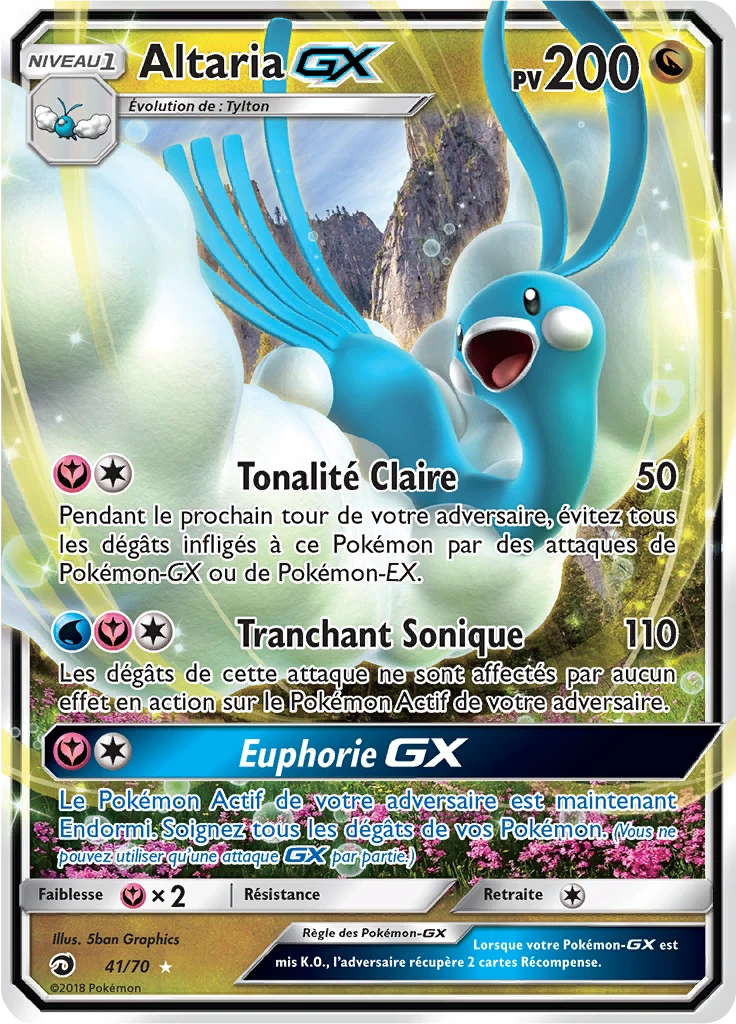 Carte Pokémon Altaria GX de l'extension Majesté Des Dragons