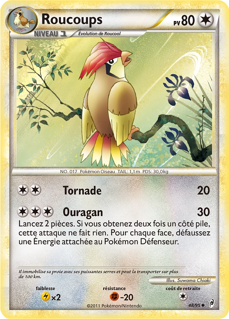 Carte Pokémon Roucoups de l'extension L'appel des Légendes